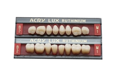 Зубы акриловые жевательные, Acrylux, трехслойные, верх, низ 16 шт. (Италия, Ruthinium)