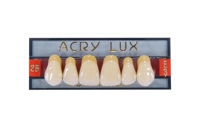 Зубы акриловые, Acrylux, трехслойные, фронт, верх, 6 шт. (Италия, Ruthinium)