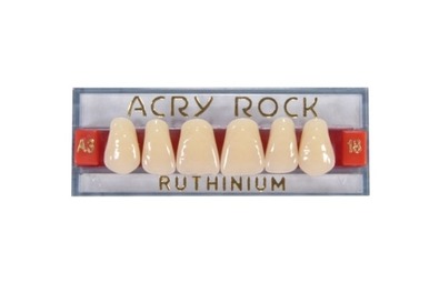 Зубы акриловые, Acryrock, двухслойные, фронт, верх, 6 шт. (Италия, Ruthinium)