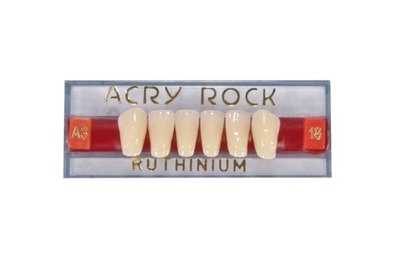 Зубы акриловые, Acryrock, двухслойные, фронт, низ, 6 шт. (Италия, Ruthinium)