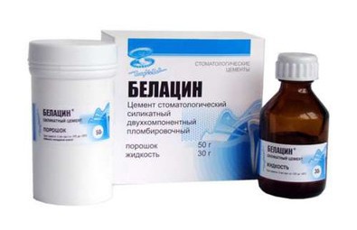 "Белацин" - универсальный силикатный цемент, порошок 50 г + жидкость 30 г (Владмива)